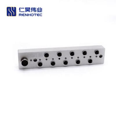 China RENHOTEC M8 3Pin A Code Female 10 Port Juction Type Solder Box for sale