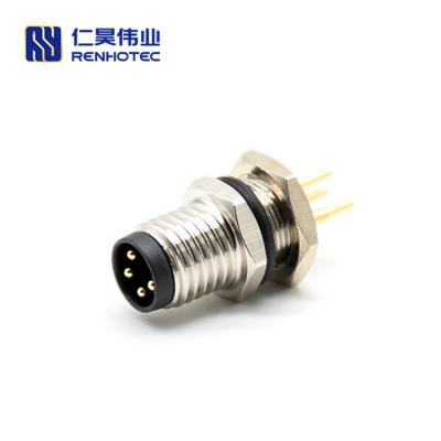 China Front Mount / M8 Rear Mount Connector Male 4pin A Code Panel Mount for sale