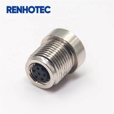 China Bulk Head 6 Pole 6Pin M8 Panel Mount Automotive Female Connector for sale