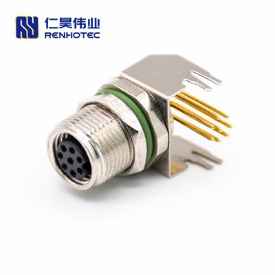 China Front Mount / Rear Mount M8 8pin Angled Connector PCB 8 Pin Circular for sale