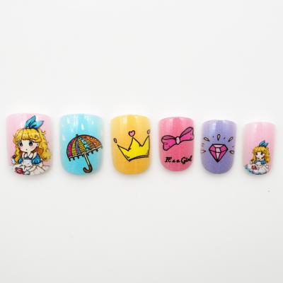 China Salon Effect Super CUTE Artificial Nails Anime Style Press On Nails For Little Girls for sale