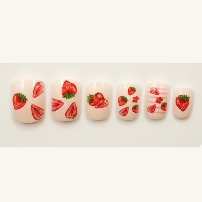 China Comfortable and Safe on Natural Cute Strawberry Cute Adhesive Design Fake Nails Nails for Kids for sale