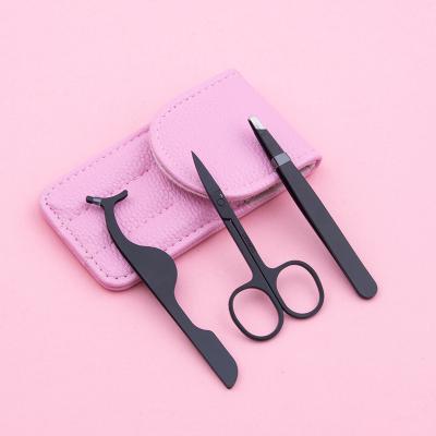 China No loose handle 3 in 1 private label stainless steel eyelash eyebrow tweezers with scissors set wholesale price for sale