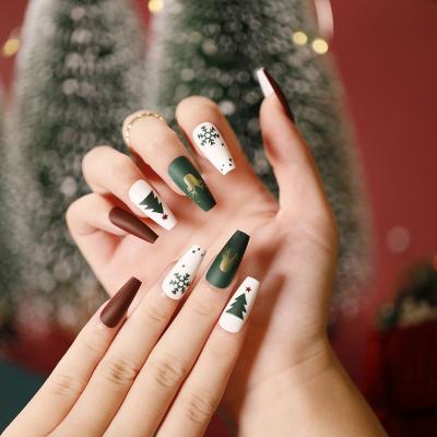 China Perfect Size Fitting& Comfortable To Wear Christmas Style Artificial Fake Nails Deer&Snowflake&Christmas Tree&Shinny Glitter Design Press On Nails for sale