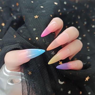 China Perfect Size Fitting& Comfortable To Use Durable Press On Colorful Rainbow False Nails 24pcs Shadow Stylus Nail Tips for sale