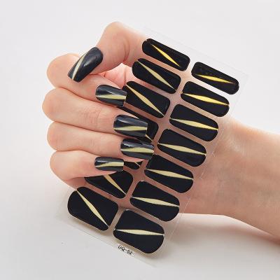 China Easy To Apply Black And Yellow Full Wraps Nail Art Sticker UV Light No Adhesive Nail Polish Strips Stickers DIY Nail Wraps Needed for sale