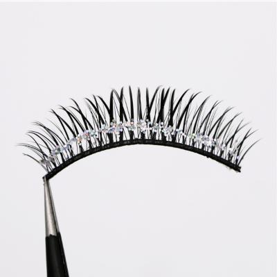 China Durable And Stunning Glamorous Fluffy Crisscross False Eyelashes With High Volume 3D Rhinestone Effects Lashes Handmade Faux Volume Faux Stone Lashes for sale