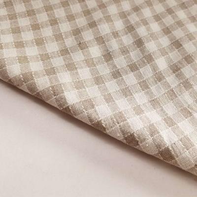 China 100% Organic Linen Yarn Dyed Fabric Check Pattern Woven Fabric For Skirt for sale