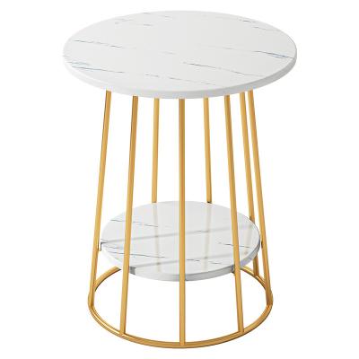 China New Line MDF Marble Top Metal Gold Side Tea Table For Living Room for sale