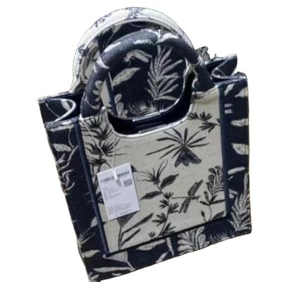 China Abrasion-Resistant Bamboo leaf retro black and white figured cloth Handbag decorative crafts fabric sofa fabric for sale