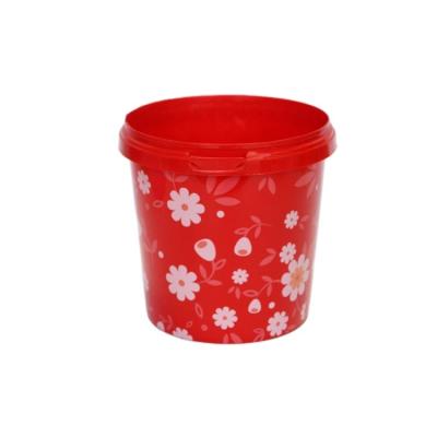 China Factory sale hot wholesale heatable iml pp color customized plastic bucket for ice cream container 1l with handle for sale