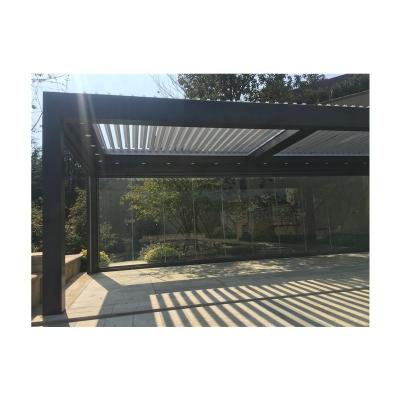 China Waterproof Accordion Sunroom Partition Door Frameless Folding Glass Patio Door for sale