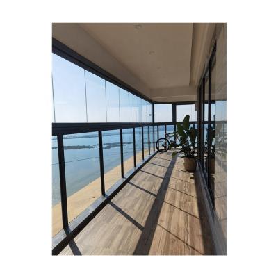 China Weatherproof Exterior Frameless Style Stacking Sliding Glass Folding Door for sale