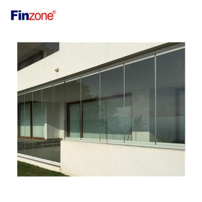 China Magnetic Screen Collapsible Glass Panels For Balcony Glazing System As Frameless Glass Window for sale