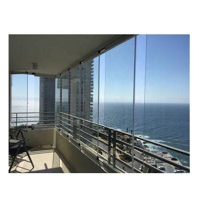 China Folding aluminum frameless glass folding windows as glass curtain balcony glazing slide and turn system for sale