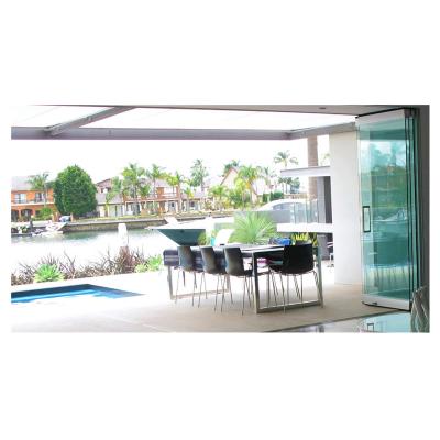 China Frameless Waterproof Bifold Open Sliding Stacking Glass Door for sale