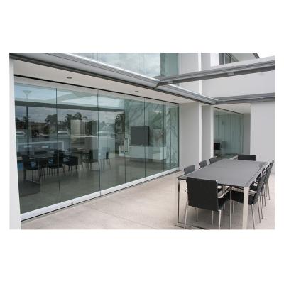 China Modern Bifold Glass Door Frameless Stacking Partition Wall for sale