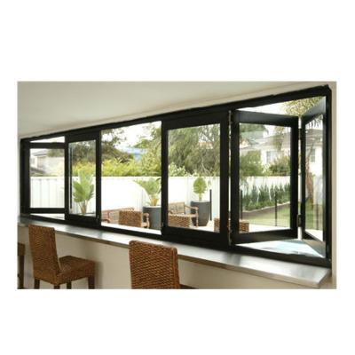 China Folding bifold aluminum window with fully open double glass for sale