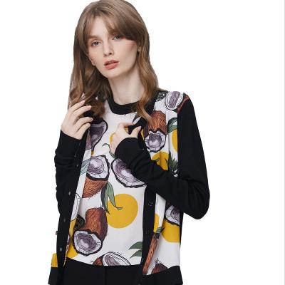 China Breathable Women Coats 2020 Winter Fashion Knitted Printed 100% Silk Irregular Floral Coats for sale