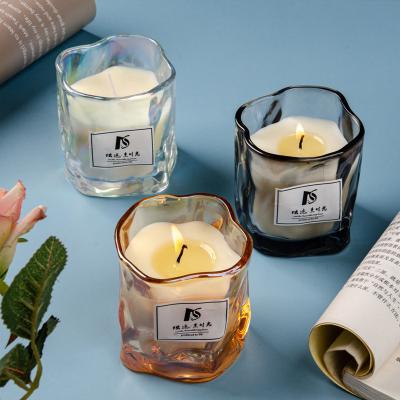 China Fragrant Creative Glass Candle Cup Indoor Fragrance Handmade Aromatherapy Ambiance Bedroom Gift for sale