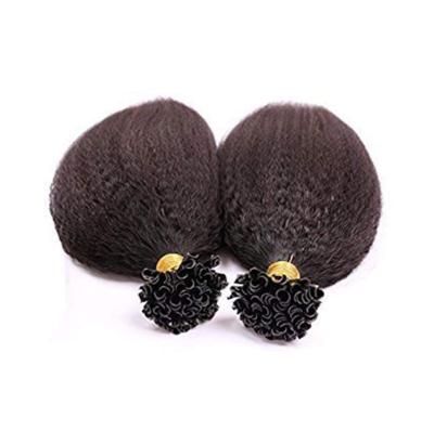 China Pure original natural hair made in china top quality u glue invisible natural tip curly hair extensions for sale