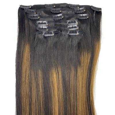 China Promotional Pure Original Natural Hair Top Quality Clip In Extensions Hair for sale