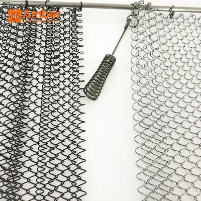 China Fireproof High Temperature Resistance Silver Decorative Stainless Steel Fireplace Mesh Curtain for sale