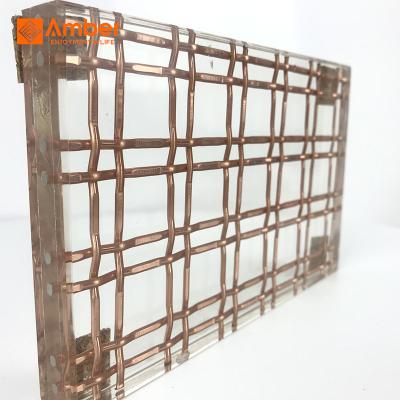 China High Strength Plain Weave Safety Decorative Metal Mesh Laminated Glass For Building for sale