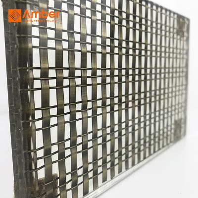 China Decorative Wire Mesh For Hotel Plain Weave Safety Laminated Glass Weave Partitions for sale