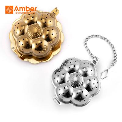 China Novelty Stainless Steel Flower Shape Viable Tea Infuser With Chain for sale