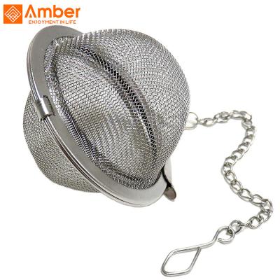 China Sustainable Reusable Ball Shape 304 Stainless Steel Loose Leaf Tea Infuser Tea Strainer With Hanging Hook for sale