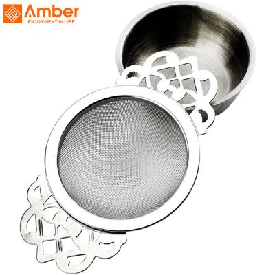 China Viable Silver Mesh Tea Infuser Stainless Steel Loose Leaf Tea Filter with Double Winged Handles for Better Tea Experience for sale