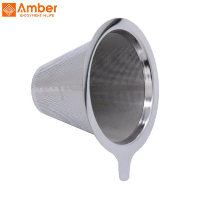 China Viable Universal Commercial Size 25 Micron V60 Stainless Steel Cloth Coffee Drip Portable Reusable Filter for sale