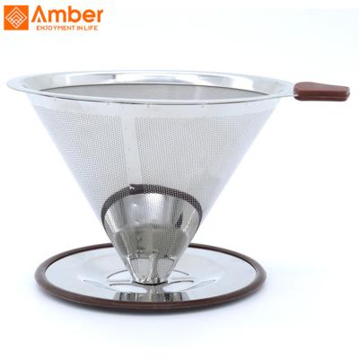 China Sustainable Reusable Pour Over Coffee Spout Stainless Steel Drip Mesh Cone Coffee Filter for sale