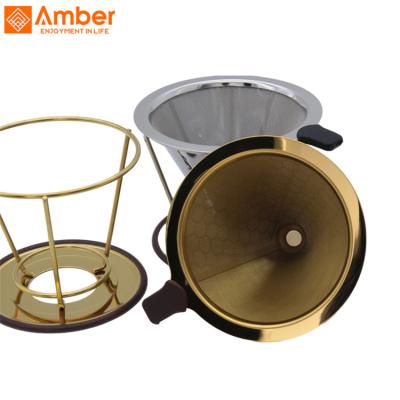 China Stainless Steel Industrial Durable Portable Reusable Coffee Filter With Removable Holder for sale