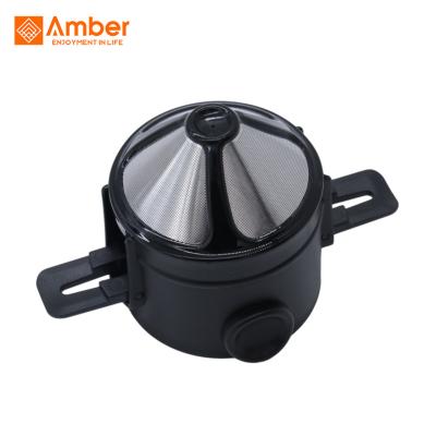 China Mini Portable Foldable Stainless Steel Pour Over Coffee Filter 118mm Camping Paperless (Approximate) Viable Home Office With Handle for sale