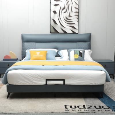 China Adjustable (Height) Customized Luxury Bedroom Furniture Upholstered Tech Fabric Modern King Size Bed Smart Bed en venta