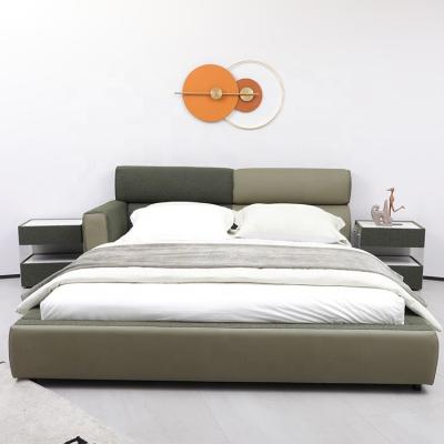 China New Design King Size Luxury Frame Double Wood Adjustable Modern Italian Leather Bed Luxury Single (Size) Bed Sets Te koop