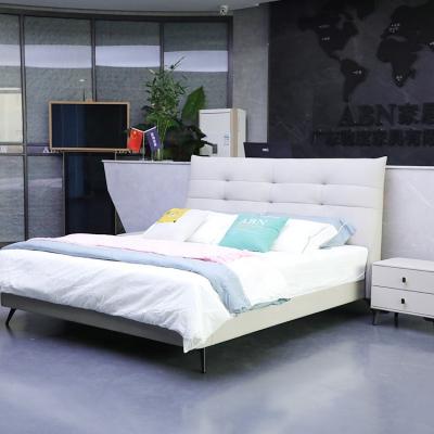 China Latest Luxury Modern Platform Bedroom Adjustable Single Design Leather Soft Back (Size) 1.8m Double Bed Leather Bed zu verkaufen