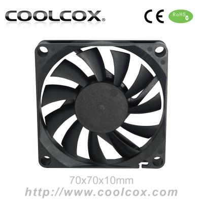 China CoolCox 70x70x10mm Plastic DC Fan, 7010 DC 5V/12V/24V Axial Fan, 70mm Cooler Fan for sale