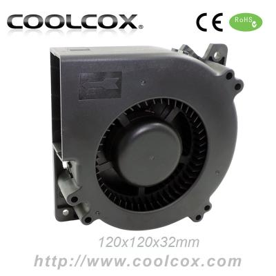 China Home Appliance CoolCox 12032 Small Blower Fan, 120x120x32mm Blower Fan, Turbo Fan, 5V/12V/24V, DC Centrifugal Fan, Socket, 2-Ball Bearing Available for sale