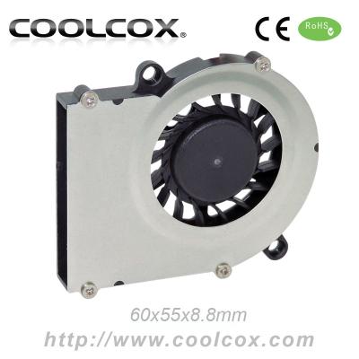 China Home appliance CoolCox 6008 fan fan, 60x55x8.8mm turbo slim fan, 5V/12V/24V, DC brushless electric blower fan, small centrifugal fan for sale