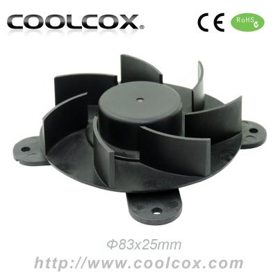 China Household appliance CoolCox diameter 83x25mm frameless fan fan, application for mini fridge, 12V DC bladeless fan, for sale