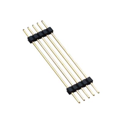 China All Area 2.54mm Pitch 5p H2.5 Electrical Single Row 180 Degree Through Double Hole Plastics Plug In Male Pin Header Connector for sale