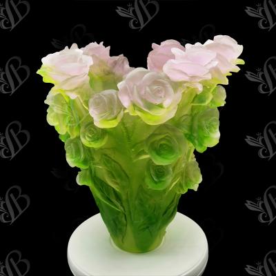 China 2021 latest Europe style high grade European crystal rose flower vase for home decoration, wedding, hotel or office rose glass vase for sale