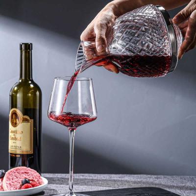 China New 1.5L Crystal Wine Decanter Top Automatic Gyro Black Wine Glass Red Wine Decanter Classic/Postmodern Rotating Gyro DECAN ER Separator Bottle for sale