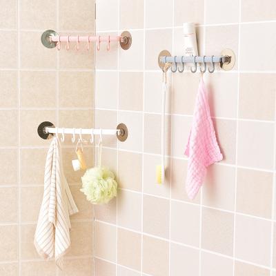 China Amazon ebay hot sale bathroom kitchenware hanger viable hooks with 6pcs hooks self adhesive traceless hanger hook for sale