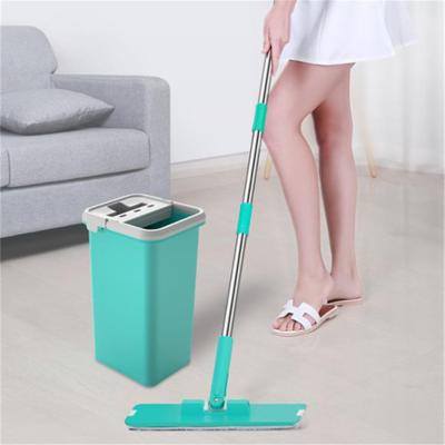 China Self Sustainable Freehand Wash And Dry Magic Mop With Flat Water Drainage Mop With Bucket for sale