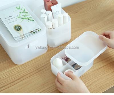 China Simple Design Dresser Box Plastic Stored Cosmetic Organizer With 6 Grid Transparent Storage Box MIn Bin For Home for sale