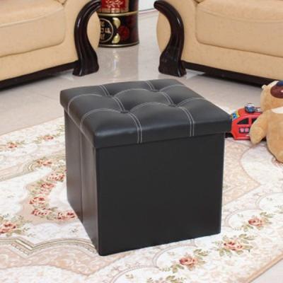 China Factory Wholesale Folding Solid Color PU Storage Stool Leather Folding Stool Foldable for sale